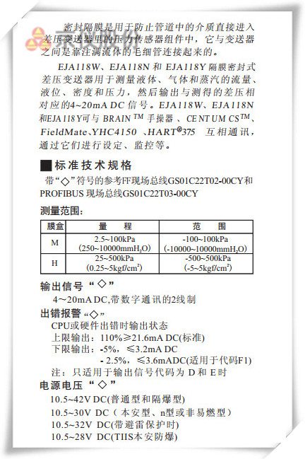 EJA118W、EJA118N和 EJA118Y型